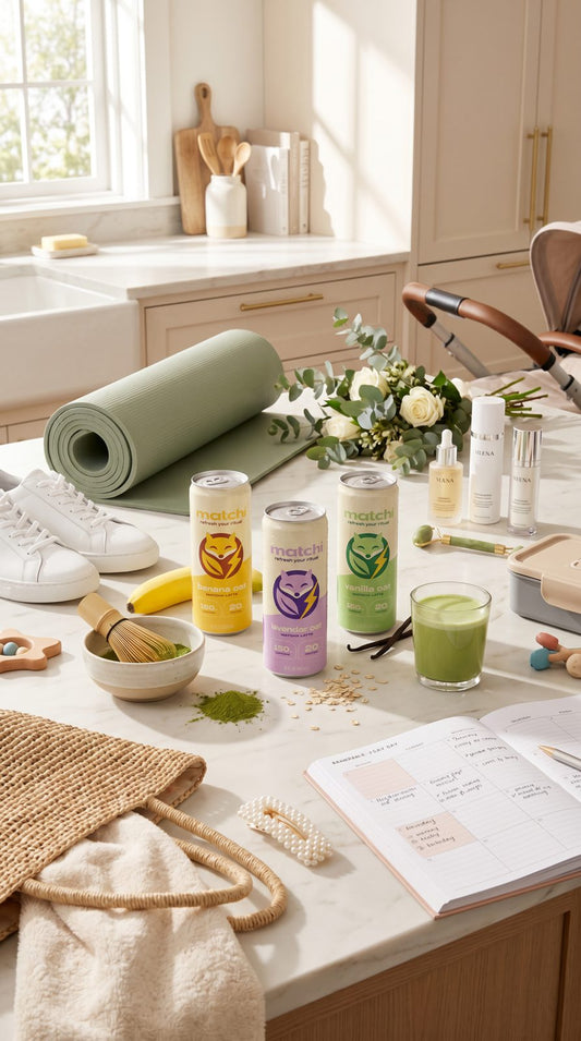 MATCHI protein matcha latte in an active lifestyle setting