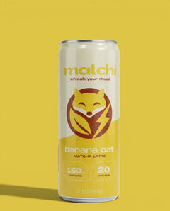 MATCHI Banana Oat Matcha Latte can with 150mg caffeine and 20g protein. Refresh your ritual.