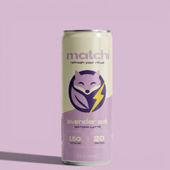 MATCHI Lavender Oat Matcha Latte can with 150mg caffeine and 20g protein. Refresh your ritual.
